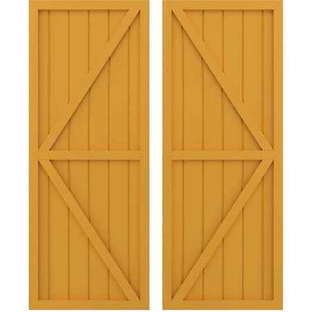 Americraft 6-Board Wood 2 Equal Panel Frmd Board-n-Batten Shutters W/ Dubl Z-Bar, ARW102BF621X53TUH